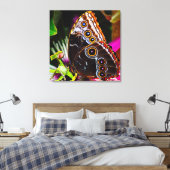 Passiflora VIOLACEA und Blauer Morpho-Schmetterlin Leinwanddruck (Insitu (Schlafzimmer))