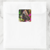 Passiflora VIOLACEA und Blauer Morpho-Schmetterlin Quadratischer Aufkleber (Tasche)