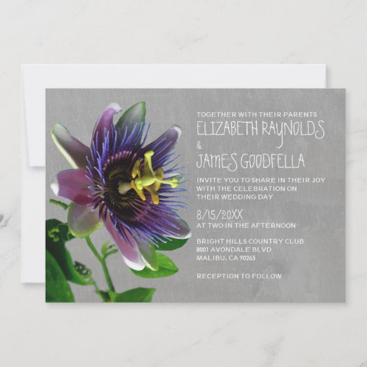 Passion-Blume Hochzeitseinladungen Einladung (Vorderseite)