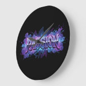 Passion Cyberpunk Typography – Vibrant Modern Word Große Wanduhr (Winkel)