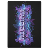 Passion Cyberpunk Typography – Vibrant Modern Word Klemmbrett (Rückseite)