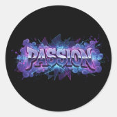 Passion Cyberpunk Typography – Vibrant Modern Word Runder Aufkleber (Vorderseite)