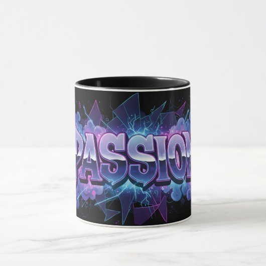 Passion Cyberpunk Typography – Vibrant Modern Word Tasse (Zentrum)
