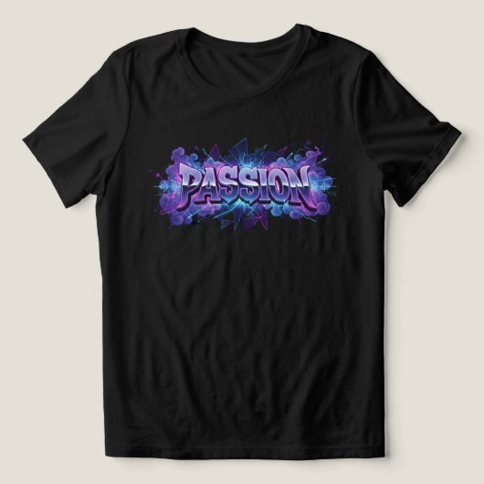 Passion Cyberpunk Typography – Vibrant Modern Word Tri-Blend Shirt (Design Vorderseite)