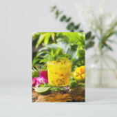Passion Fruit Mojito - Gelber Drink Feiertagspostkarte (Stehend Vorderseite)