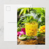 Passion Fruit Mojito - Gelber Drink Feiertagspostkarte (Vorne/Hinten)