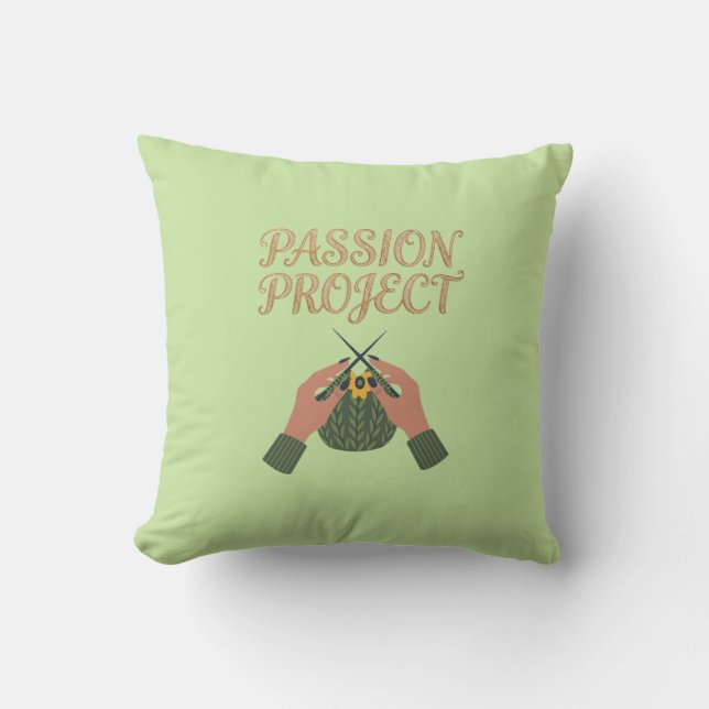 Passion Project Hand-Knit Graphic Pillow | Craft  Kissen (Vorderseite)
