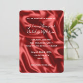 Passion Red Imitats Satin Wedding Einladung (Stehend Vorderseite)