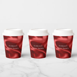 Passion Red Romantic Imitats Satin Brautparty Pappbecher