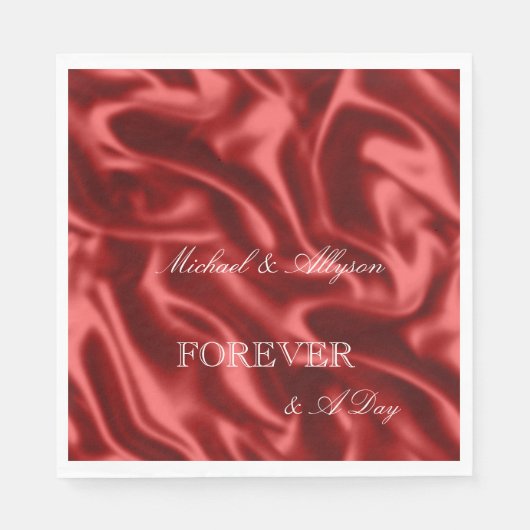 Passion Red Romantic Imitats Satin Wedding Serviette (Vorderseite)