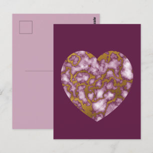 Passion Rosa und Gold Marmor Textur Herz Postkarte
