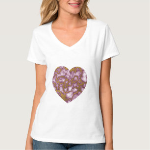 Passion Rosa und Gold Marmor Textur Herz T-Shirt