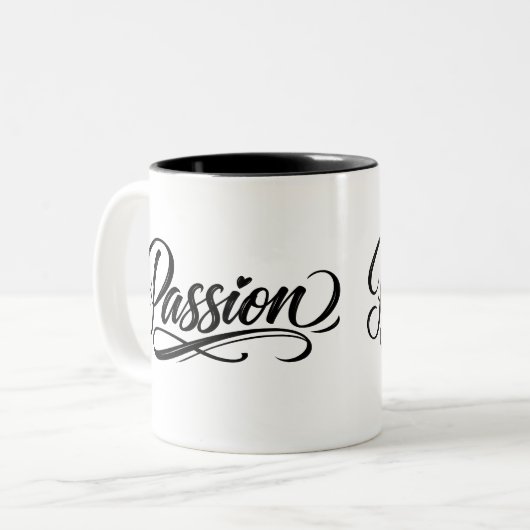 Passion Script | Elegant Minimalist Typography Zweifarbige Tasse (Vorderseite Links)