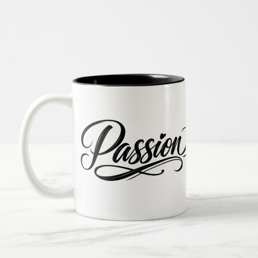 Passion Script | Elegant Minimalist Typography Zweifarbige Tasse (Links)