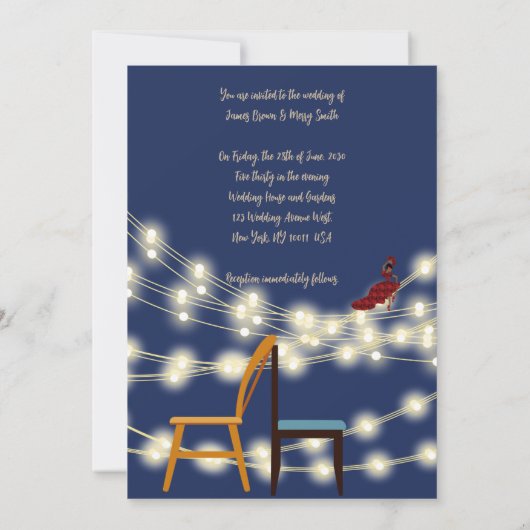 Passionate Flamingos Hochzeit Einladung (Rückseite)