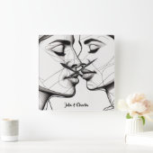 Passionate Lesbian Kissing Elegant Quadratische Wanduhr (Zuhause)