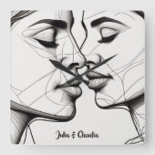 Passionate Lesbian Kissing Elegant Quadratische Wanduhr (Vorderseite)