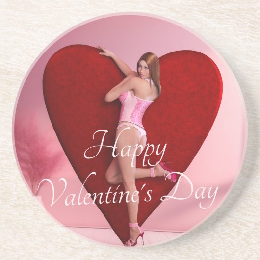 Passionate Valentine's Day Girl in einem Corset Getränkeuntersetzer (Vorne)
