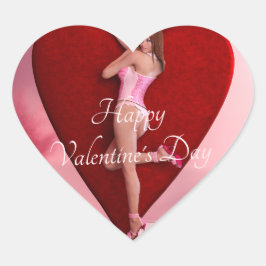 Passionate Valentine's Day Girl in einem Corset Herz-Aufkleber