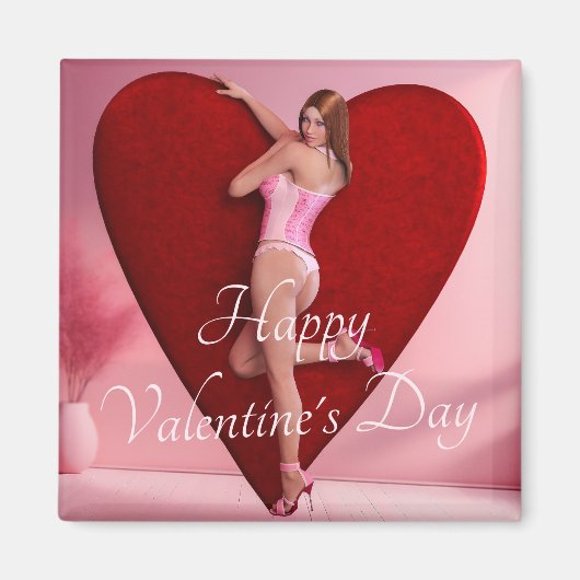 Passionate Valentine's Day Girl in einem Corset Magnet (Vorne)
