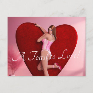 Passionate Valentine's Day Girl in einem Corset Postkarte