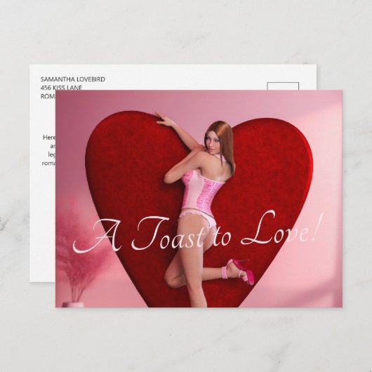 Passionate Valentine's Day Girl in einem Corset Postkarte (Vorne/Hinten)