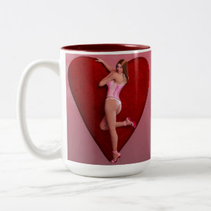 Passionate Valentine's Day Girl in einem Corset Zweifarbige Tasse