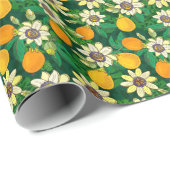 Passionblume Blühen: Schwarzer Hintergrund Vintag. Geschenkpapier (Rolleneckpunkt)