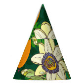 Passionblume Blühen: Schwarzer Hintergrund Vintag. Partyhütchen (Links)