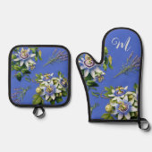 Passionblumen Periwinkle Floral Ofenhandschuh & Topflappen-Set (Vorderseite)