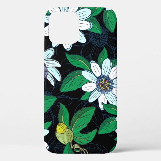 Passionflower Black Background Blume Nahtlos Case-Mate iPhone Hülle (Rückseite)