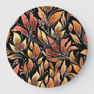 Passionflower Exotic: Schwarze Blume Vintag Große Wanduhr