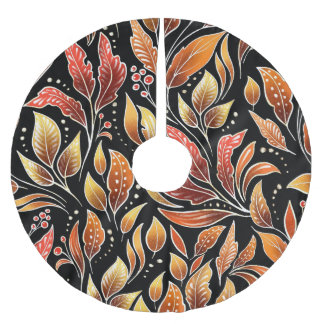 Passionflower Exotic: Schwarze Blume Vintag Polyester Weihnachtsbaumdecke