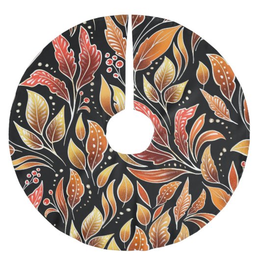 Passionflower Exotic: Schwarze Blume Vintag Polyester Weihnachtsbaumdecke (Vorderseite)