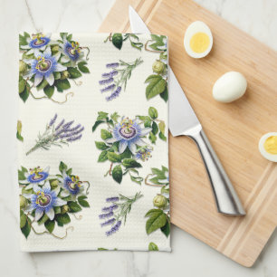 Passionflower Sage Ecru Blumenküche Geschirr Handt Geschirrtuch