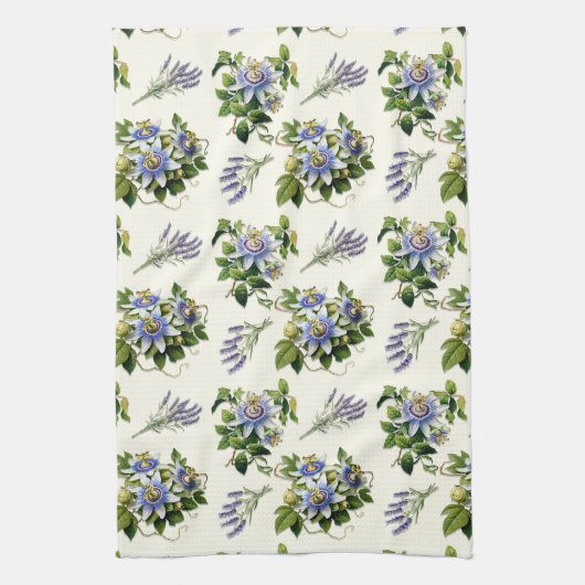 Passionflower Sage Ecru Blumenküche Geschirr Handt Geschirrtuch (Vertikal)