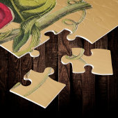 Passionflower Vintag Red Gold Illustration Puzzle