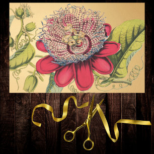 Passionflower Vintag Red Gold Illustration Seidenpapier