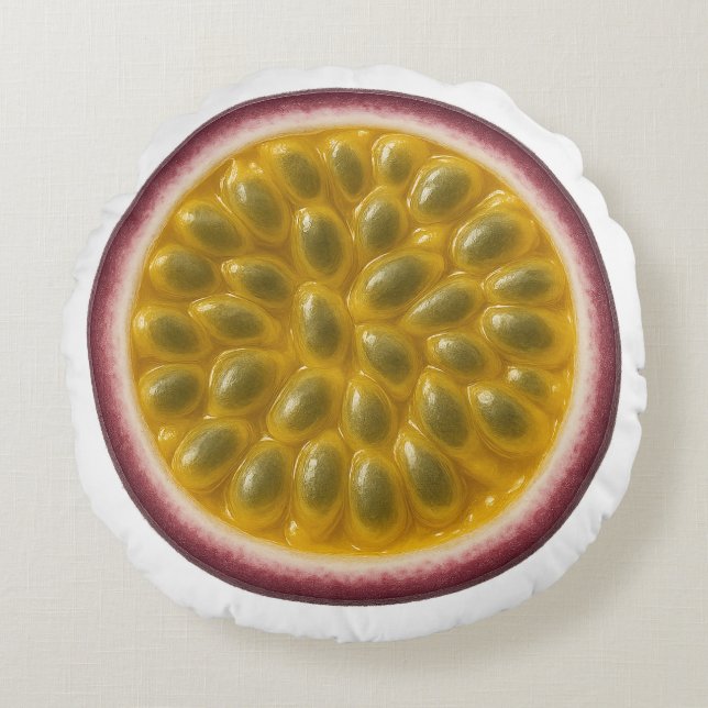 Passionfruit Round Pillow - Fresh and Fruity Rundes Kissen (Vorderseite)