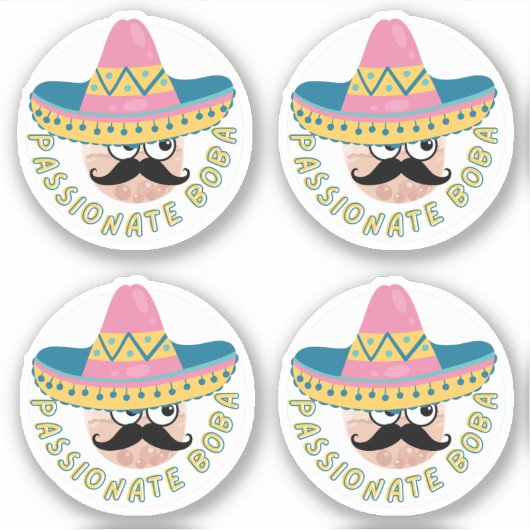 Passionierte Boba-Packung mit 4 Aufkleber (Vorderseite)