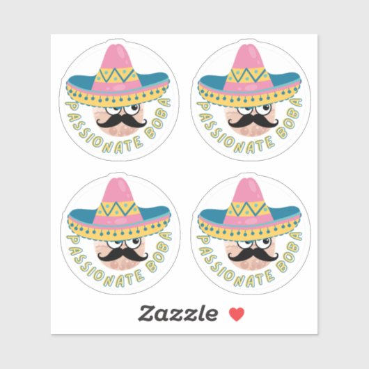 Passionierte Boba-Packung mit 4 Aufkleber (Blatt)