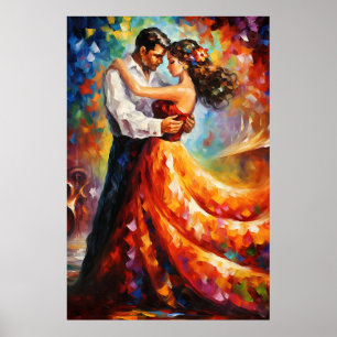 Passionierte Embrace Romantische Paarkunst Poster