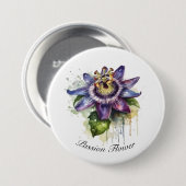 Passionierte Lila Passion-Blume Button (Vorne & Hinten)