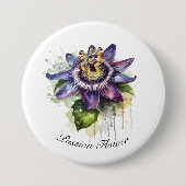 Passionierte Lila Passion-Blume Button (Vorderseite)