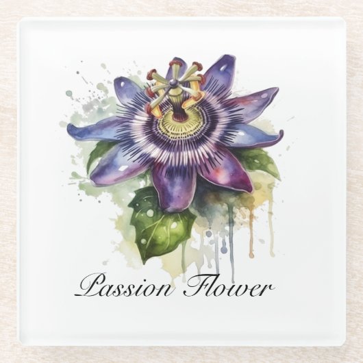 Passionierte Lila Passion-Blume Glasuntersetzer (Vorderseite)