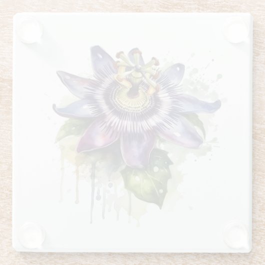 Passionierte Lila Passion-Blume Glasuntersetzer (Rückseite)