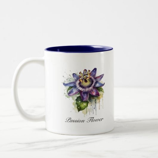 Passionierte Lila Passion-Blume Zweifarbige Tasse (Links)