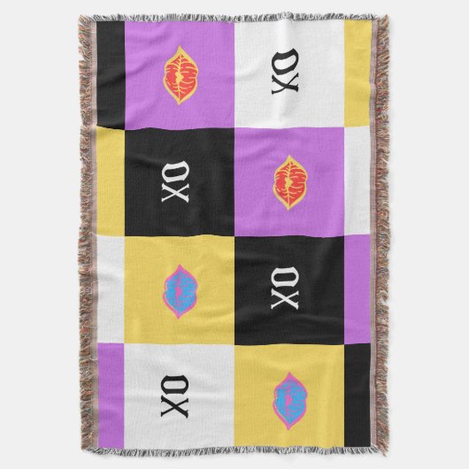 Passionierte Lips & XO Muster Decke (Vorderseite Vertikal)