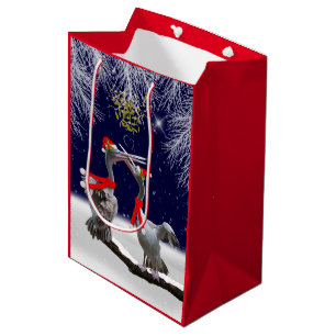 Passionierte Pelicans Weihnachtsgif-Tasche Mittlere Geschenktüte