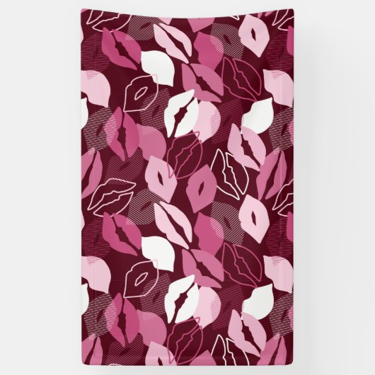 Passionierte Rosa Lippen Küssen Muster Banner (Vertikal)